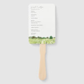 ウォーターカラーグリーンワイナリービニヤード結婚式 プログラム ハンドファン (正面)