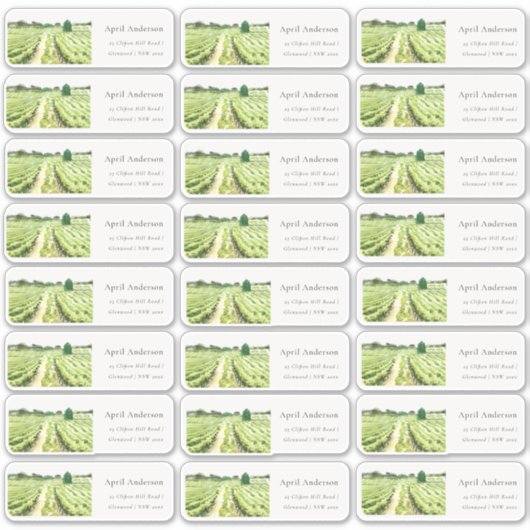 ウォーターカラーグリーンワイナリーヴィネヤードゲストアドレス シール (正面)
