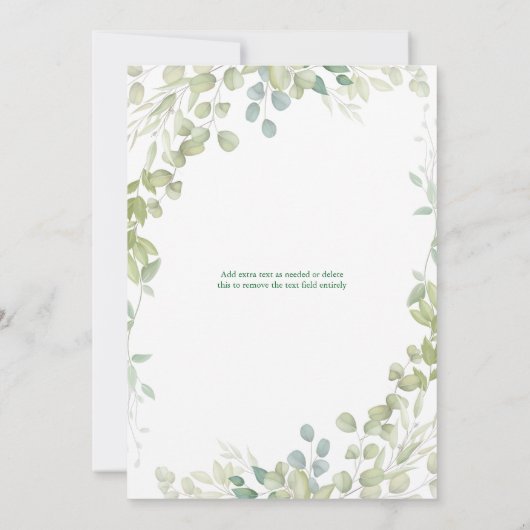 ウォーターカラーグリーン《キリスト教》洗礼式や命名式ベビー 招待状 (裏面)