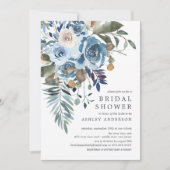 ウォーターカラーグリーン&ピンクフローラブライダルシャワー 招待状 (正面)