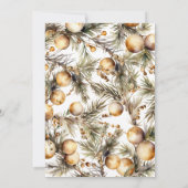 ウォーターカラーグリーン&金ゴールドクリスマスホリデーパーティー 招待状 (裏面)