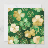 ウォーターカラーグリーン&金ゴールドシャムロックセントパトリックの日 招待状 (裏面)