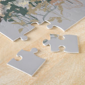 ウォーターカラーグレーウルフママまたはパパ&カブ ジグソーパズル (側面)