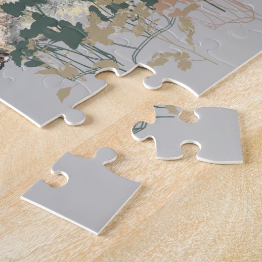 ウォーターカラーグレーウルフママまたはパパ&カブ ジグソーパズル (側面)