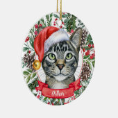 ウォーターカラーグレータビーキャットカスタムオーナメント セラミックオーナメント (右)