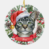 ウォーターカラーグレータビーキャットカスタムオーナメント セラミックオーナメント (裏面)