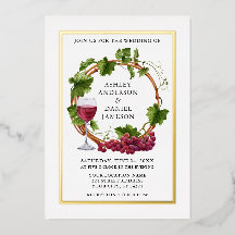 ウォーターカラーグレープつる植物リース結婚金ゴールド