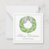 ウォーターカラーグレーボウリースとグリーントピアリー ノートカード (正面)