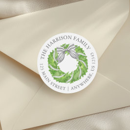 ウォーターカラーグレーボウリース差出人住所 ラウンドシール