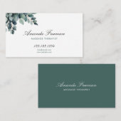 ウォーターカラーグレーユーカリマッサージセラピスト 名刺 (正面/裏面)