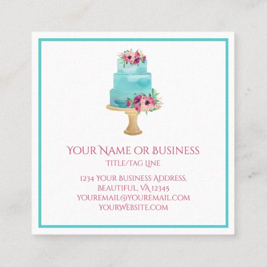 ウォーターカラーケーキショッププロフェッショナルベーカリー スクエア名刺 (裏面)