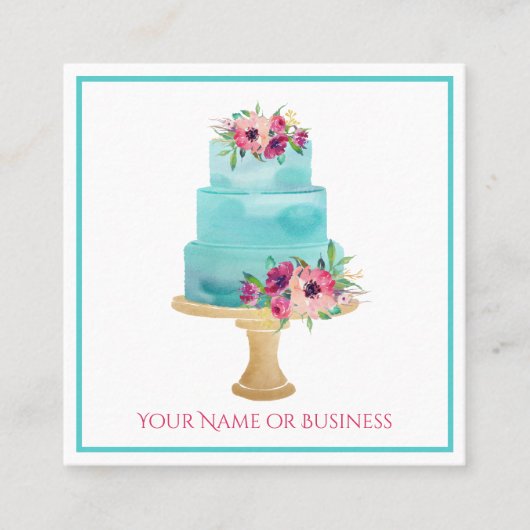 ウォーターカラーケーキショッププロフェッショナルベーカリー スクエア名刺 (正面)