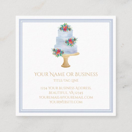 ウォーターカラーケーキショッププロフェッショナルベーカリー スクエア名刺 (裏面)
