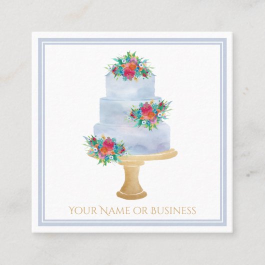 ウォーターカラーケーキショッププロフェッショナルベーカリー スクエア名刺 (正面)