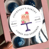 ウォーターカラーケーキブティックホームベーカリーケータリング ラウンドシール