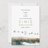 ウォーターカラーゲーゼコーストトワイライトビーチ結婚式 招待状 (正面)