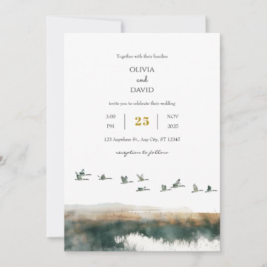 ウォーターカラーゲーゼコーストトワイライトビーチ結婚式 招待状 (正面)