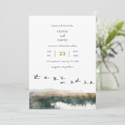 ウォーターカラーゲーゼコーストトワイライトビーチ結婚式 招待状 (スタンド正面)