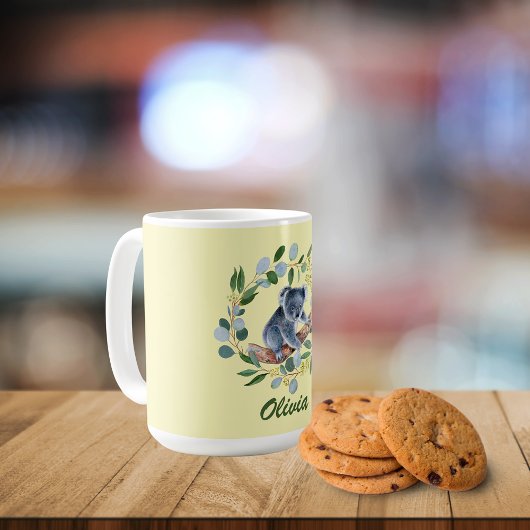 ウォーターカラーコアラおよびユーカリリース コーヒーマグカップ