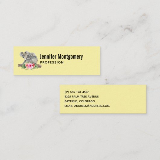 ウォーターカラーコアラベアーズキュートママ&ベビー スキニー名刺 (正面/裏面)