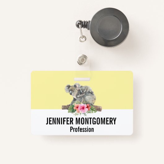 ウォーターカラーコアラベアーズキュートママ&ベビー バッジ (正面リトラクタブル付き)