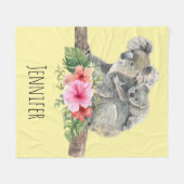 ウォーターカラーコアラベアーズキュートママ&ベビー フリースブランケット (正面(横))