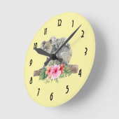 ウォーターカラーコアラベアーズキュートママ&ベビー ラウンド壁時計 (傾斜)