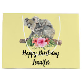 ウォーターカラーコアラベアーズキュートママ&ベビー ラージペーパーバッグ