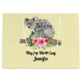 ウォーターカラーコアラベアーズキュートママ&ベビー ラージペーパーバッグ