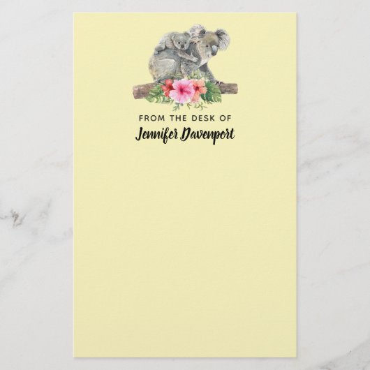 ウォーターカラーコアラベアーズキュートママ&ベビー 便箋 (正面)