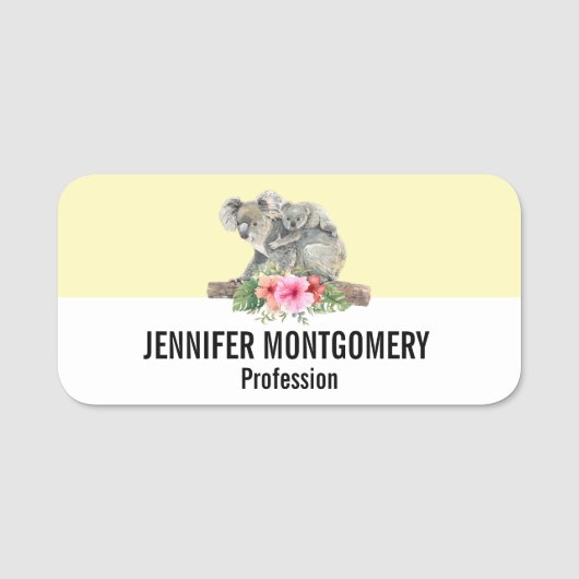 ウォーターカラーコアラベアーズキュートママ&ベビー 名札 (正面)