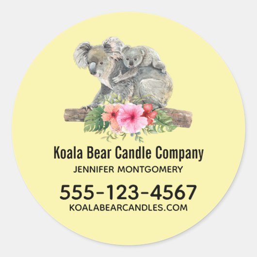 ウォーターカラーコアラ可愛いママ&ベビー事業 ラウンドシール (正面)