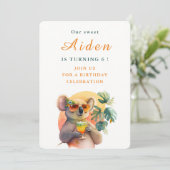 ウォーターカラーコアラ – 誕生日招待状カード 招待状 (スタンド正面)