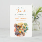 ウォーターカラーコアラ – 誕生日招待状カード 招待状 (スタンド正面)