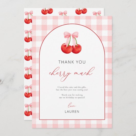 ウォーターカラーコケットさくらんぼ誕生日 サンキューカード (正面/裏面)
