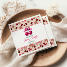 ウォーターカラーコケットさくらんぼ1st誕生日 スタンダードカクテルナプキン