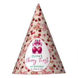 ウォーターカラーコケットさくらんぼ1st誕生日 パーティーハット