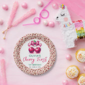 ウォーターカラーコケットさくらんぼ1st誕生日 ペーパープレート (パーティー)