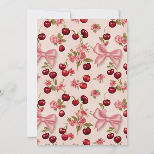 ウォーターカラーコケットさくらんぼ1st誕生日 招待状 (裏面)