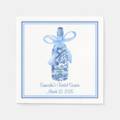 ウォーターカラーコケットシャンパンボトルブライダルシャワー スタンダードカクテルナプキン (正面)