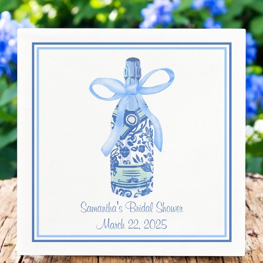 ウォーターカラーコケットシャンパンボトルブライダルシャワー スタンダードカクテルナプキン