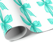 ウォーターカラーコケットターコイズボウ ラッピングペーパー (ロールコーナー)