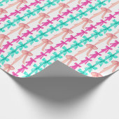 ウォーターカラーコケットターコイズ&ピンクボウズ ラッピングペーパー (角)