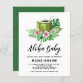 ウォーターカラーココナッツアロハベビーシャワー招待状 (正面/裏面)