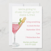 ウォーターカラーコスモポリタンカクテルストックザバー 招待状 (正面)