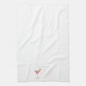 ウォーターカラーコスモポリタンカクテルレシピ キッチンタオル (縦)