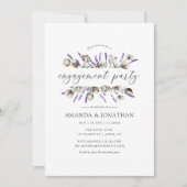 ウォーターカラーコットンラベンダー婚約パーティ 招待状 (正面)