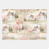 ウォーターカラーコテージコアパターン ラッピングペーパーシート (正面3)