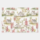 ウォーターカラーコテージコアパターン ラッピングペーパーシート (正面2)