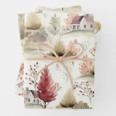 ウォーターカラーコテージコアパターン ラッピングペーパーシート (インサイチュ)